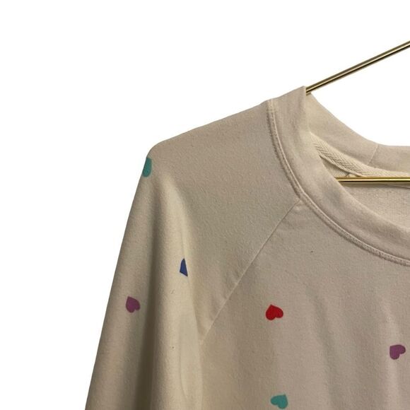 Wildfox Cream Heart Long Sleeve Cropped Sweatshirt Size XL - Picture 4 of 8